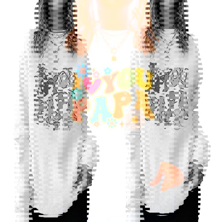 Groovy 父の日 I Love You Papa フラワー ヒッピー レディーススウェットシャツ