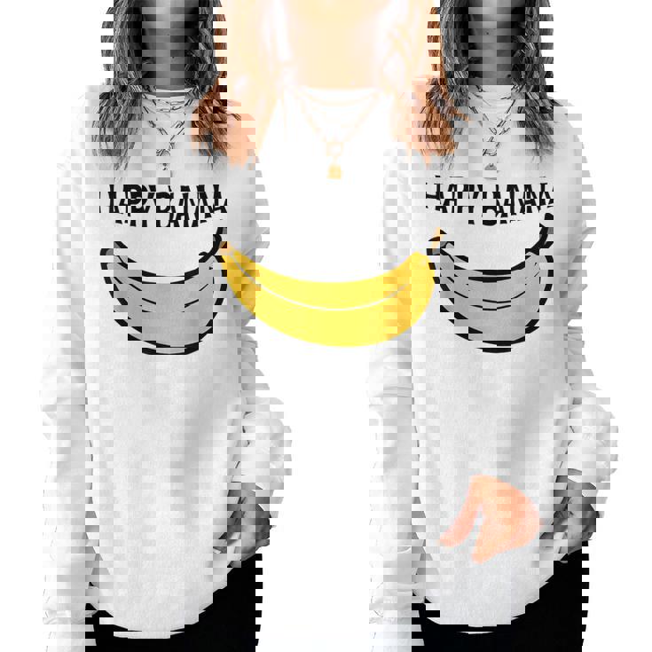 Happy Banana ファニーバナナラブ フルーツバナナ スマイリーフェイス レディーススウェットシャツ