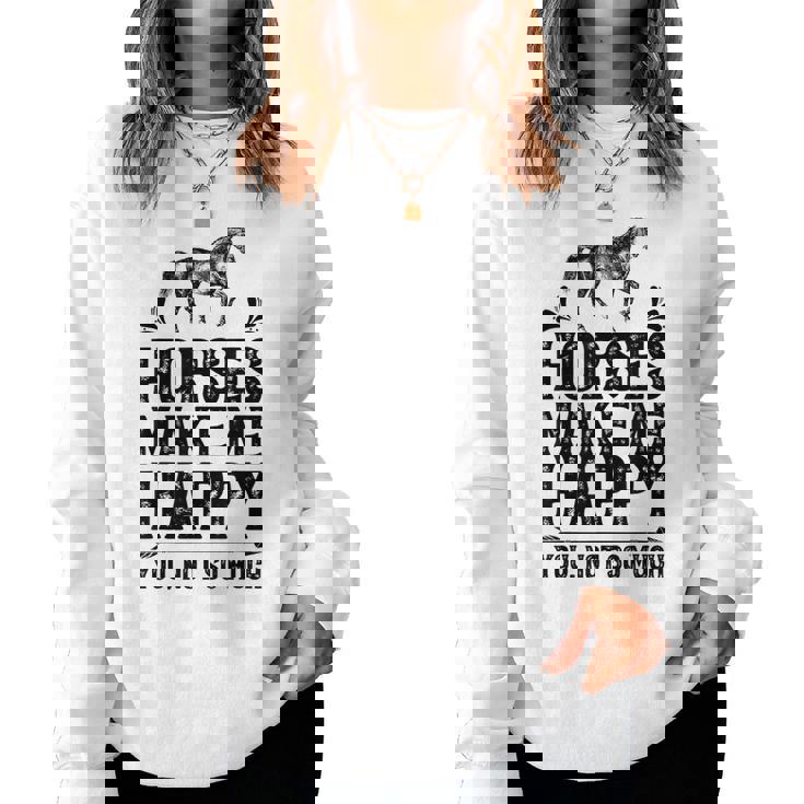 Horses Make Me Happy 楽しい馬愛好家 農家乗馬 レディーススウェットシャツ