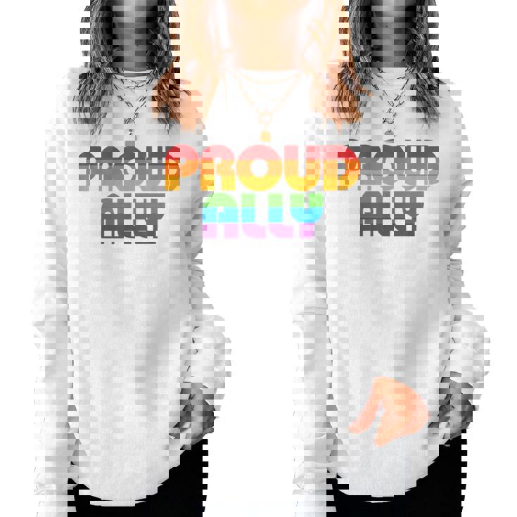 Lgbtq Proud Ally Lesbian Gay Pride Lgbt Ally Rainbowintage レディーススウェットシャツ