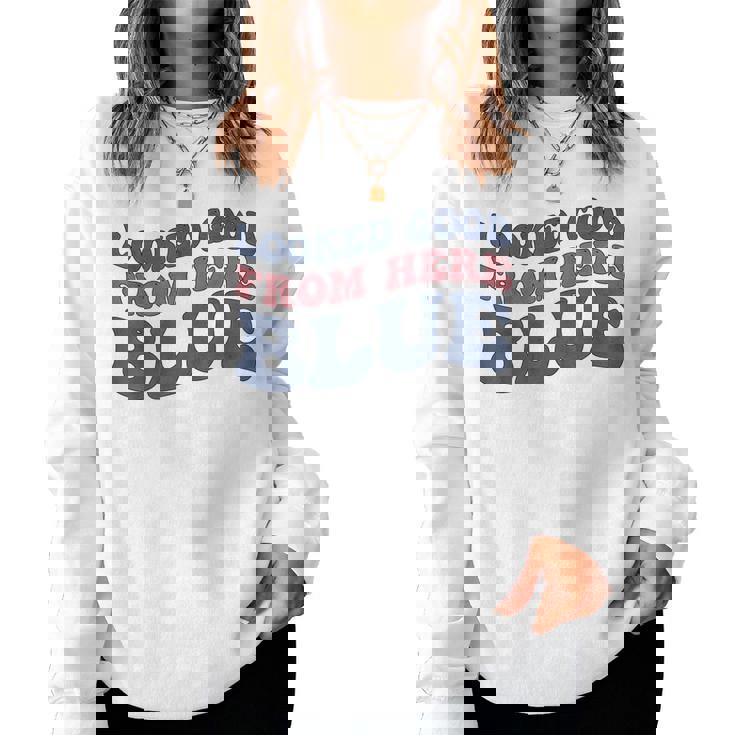 Looked Good From Here Blue Softball Mama Mom Game Day Women Sweatshirt