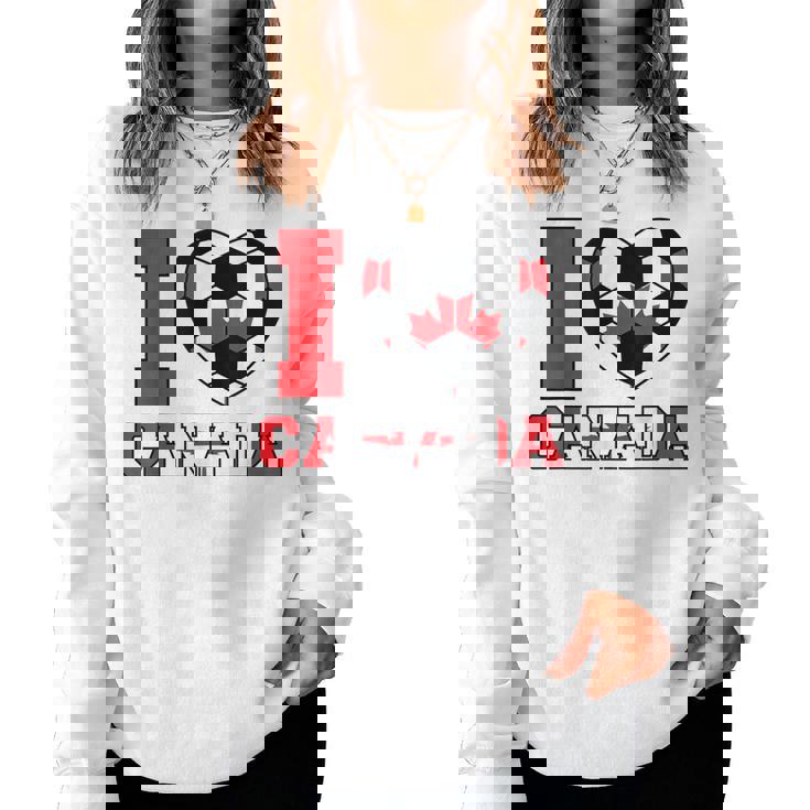 I Love Canada サッカーボール 男の子 女の子 キッズ カナダ国旗 レディーススウェットシャツ