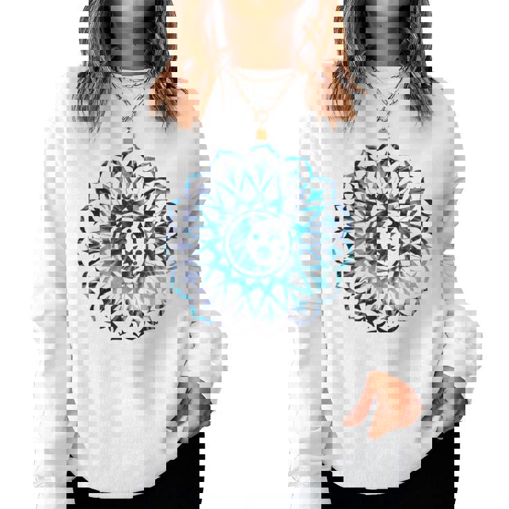 Mandala Luna Estrellas Azul Yoga Budistapiritual Namaste In Mangas Sudadera Mujer