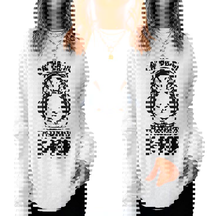 No Puedo Oírte Estoy Escuchando K-Pop Cute Rabbit Kpop Cuello Sudadera Mujer