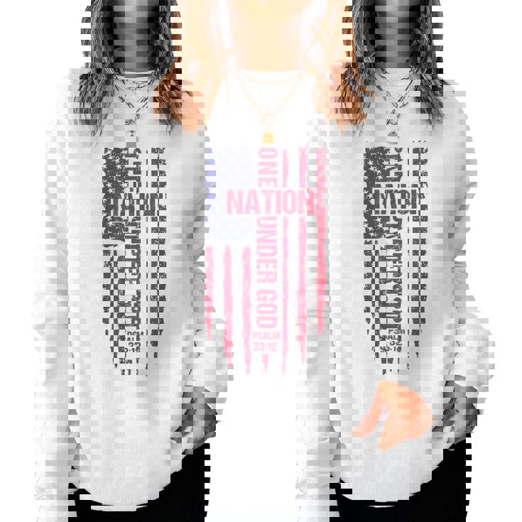 One Nation Under God American Flag Patriotic Christian Women Sweatshirt