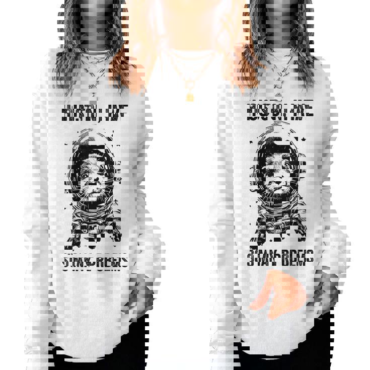 Otter Dad Mompace ヒューストン問題カワウソ レディーススウェットシャツ