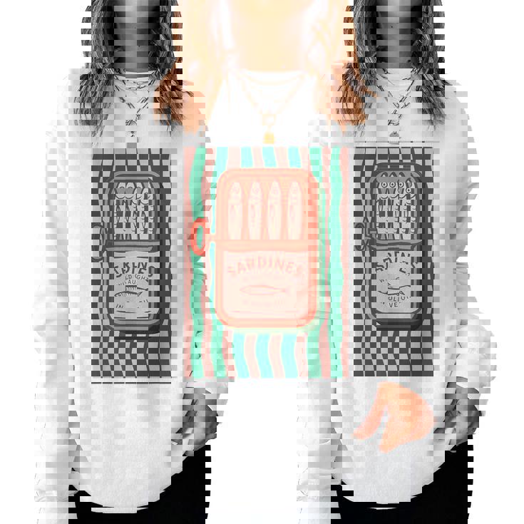 Sardines Tinned Fish Retro Graphic Summer For Women Women Sweatshirt