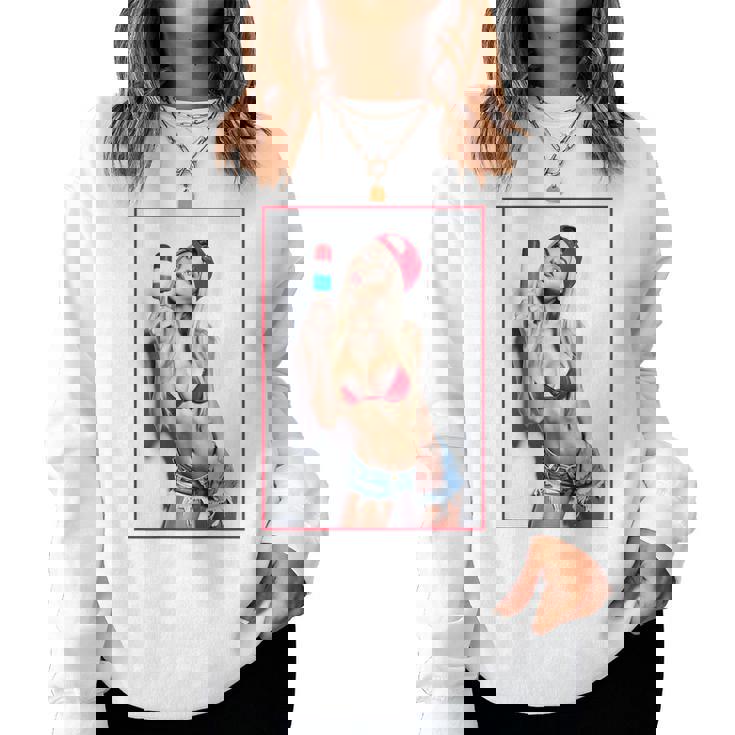 Sexy Girl グラフィックtシャツ セクシーアイスポップピンナップ 3 バックプリント レディーススウェットシャツ