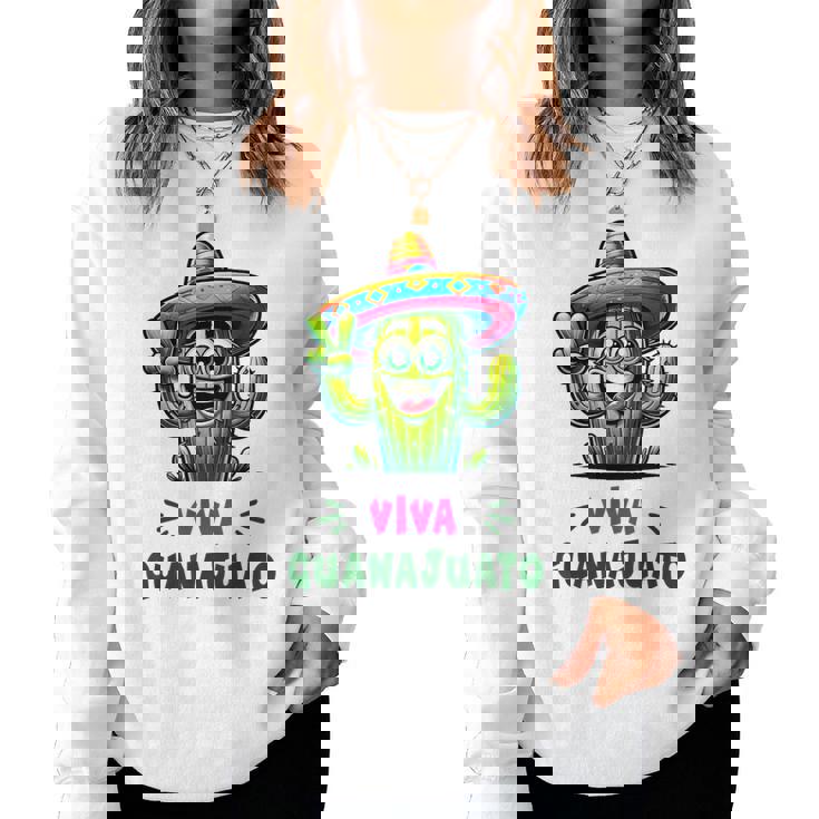 Viva Guanajuato Mexico Cactus ビバ・グアナファト・メキシコ サボテン・ソンブレロ レディーススウェットシャツ