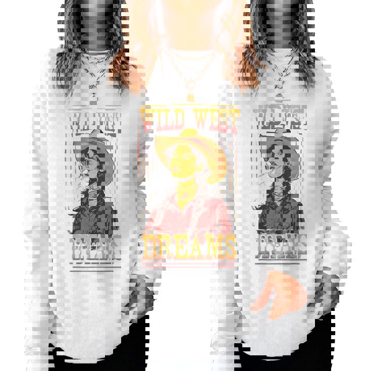 Wild West Dreams Country Western Cowgirl Rodeo グラフィック レディーススウェットシャツ