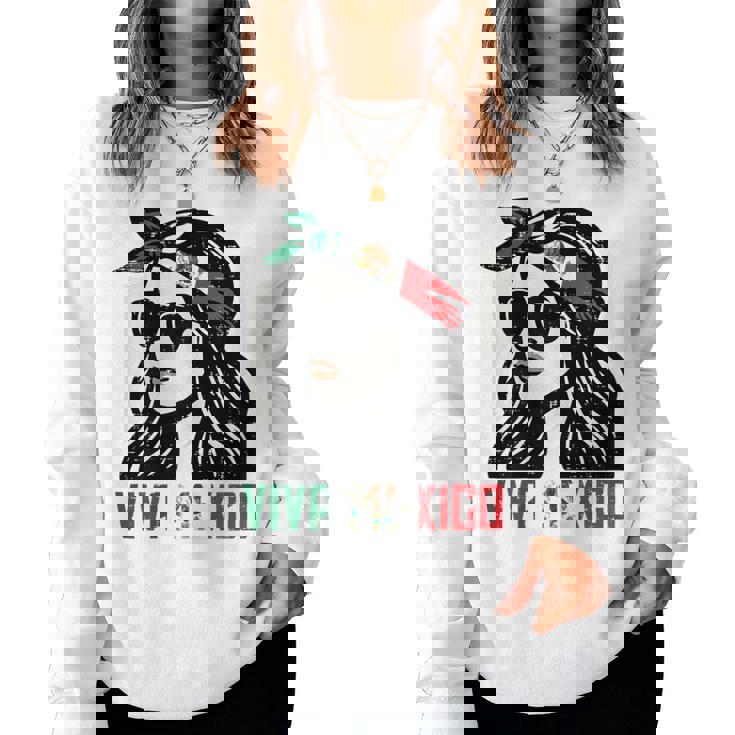 Woman Viva Mexico Flag Cinco De Mayo Mexican Girls Women Sweatshirt