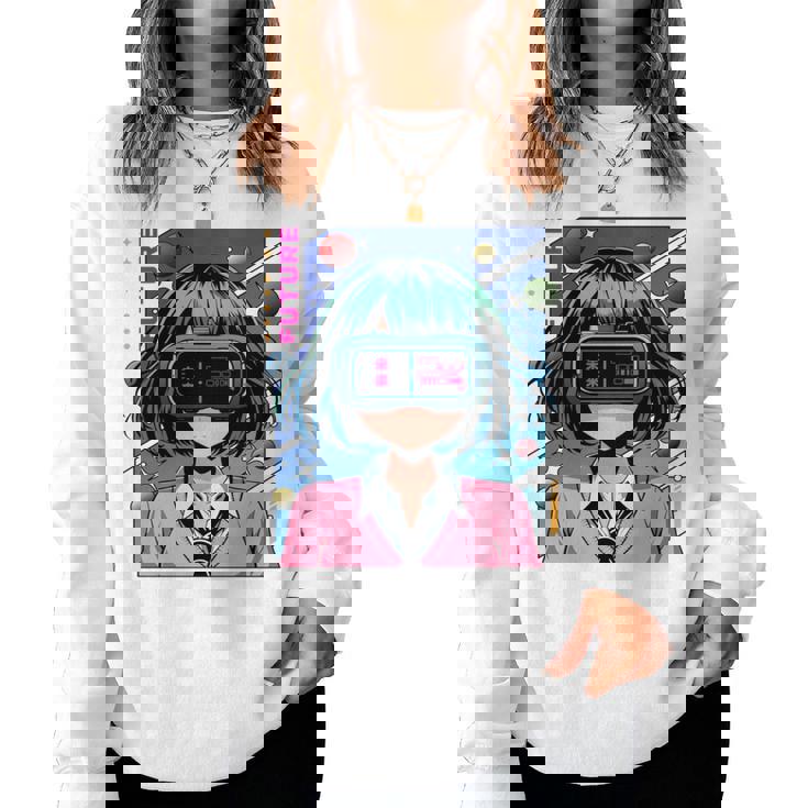 かわいいアニメの女の子 長袖tシャツ レディーススウェットシャツ