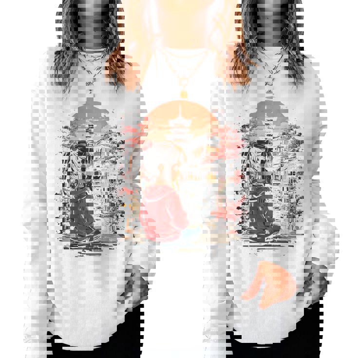 アニメ 女の子 日本 バックプリント レディーススウェットシャツ