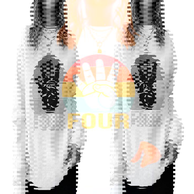 キッズ 4 歳の誕生日 4 つの指 私は 4 4 歳の男の子、女の子 レディーススウェットシャツ