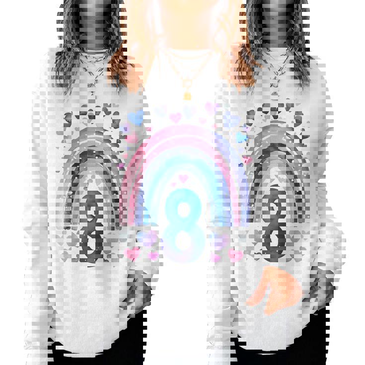 キッズ 誕生日 8 女の子 レインボー 水彩 8歳 レディーススウェットシャツ