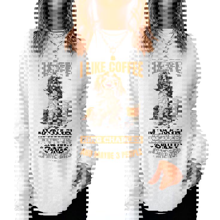 キャバリア・キング・チャールズ・スパニエル犬種 I Like Coffee My レディーススウェットシャツ