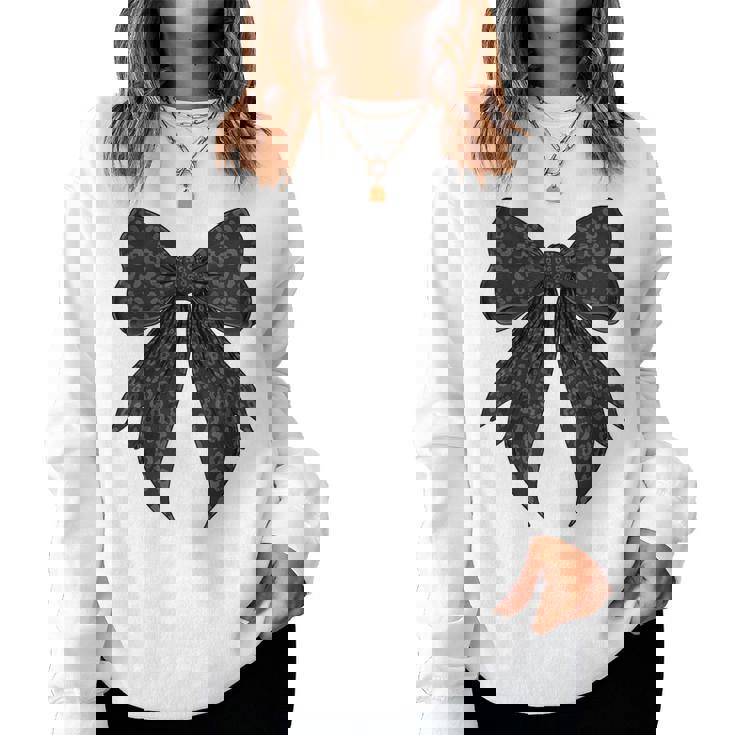 コケット リボン ブラック グレー チーター ヒョウ柄 女の子 ママ レディーススウェットシャツ