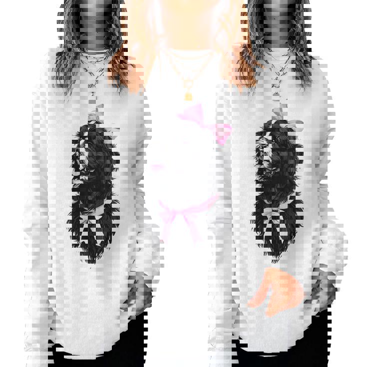 コケット リボン ニューファンドランド 犬 犬 ママ ピンクリボン 女の子 レディーススウェットシャツ