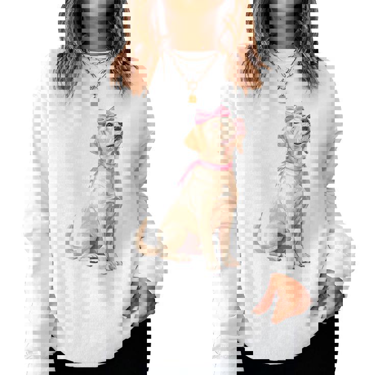 コケットボウ ラブラドールレトリバー 犬 ラボ ママ ピンクリボン 女の子 レディーススウェットシャツ