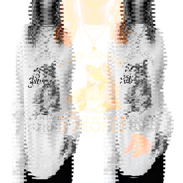 シェットランド・シープドッグ犬用シェルティ I Like Coffee Myheltie レディーススウェットシャツ