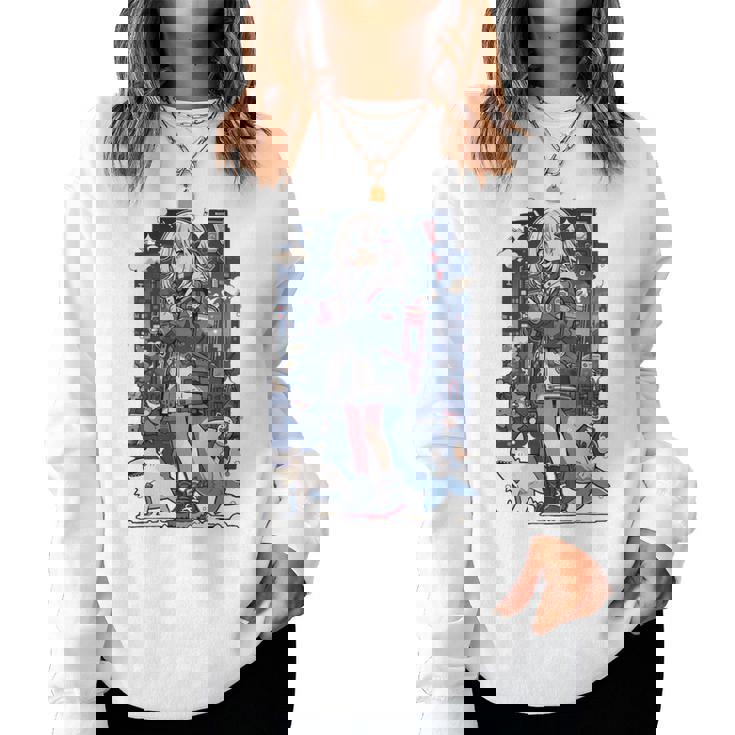 シャーク ワイフ 東京 アニメ ワイフ 女の子 かわいい カワイイ 漫画 レトロ 長袖tシャツ レディーススウェットシャツ