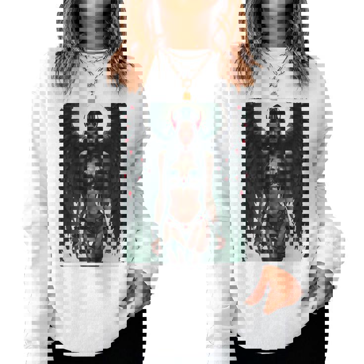 セクシーガールグラフィックtシャツ セクシーな悪魔の女の子のピンナップバックプリント レディーススウェットシャツ