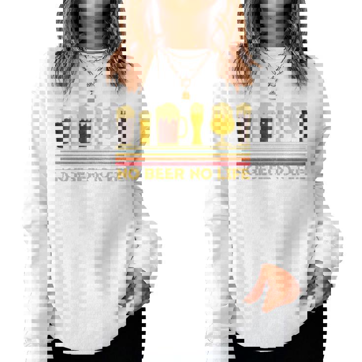 ビール 酒 面白いtシャツ No Beer No Life 飲み おもしろ 飲み会 のんべえ メンズ ネタ 服 長袖tシャツ レディーススウェットシャツ