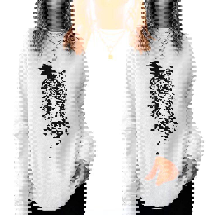 フクロウ -ブラックホワイト-クールな女性男性子供動物 Owl レディーススウェットシャツ