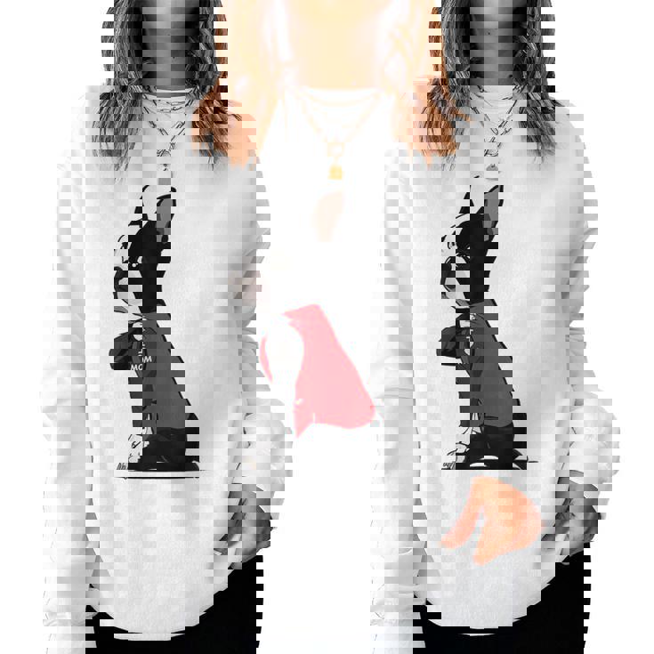 ボストンテリア I Love Mom タトゥーシャツ 面白いボストンテリア レディーススウェットシャツ