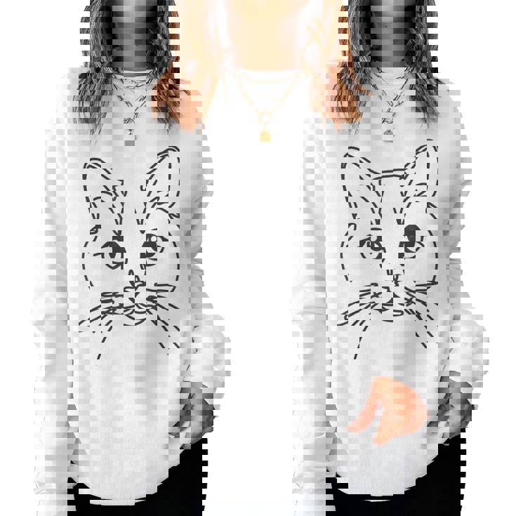 ラインアートお父さんお母さん猫-マンクス猫 レディーススウェットシャツ