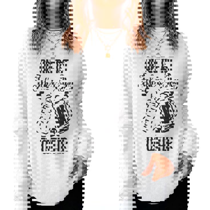 初めての父の日 Together Beer First Time Dad レディーススウェットシャツ