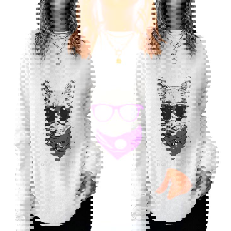 古希祝い ねこ サングラス 父 男性 女性 母 猫好き 古希 お祝い 70歳 おもしろ おもろい かっこいい レディーススウェットシャツ