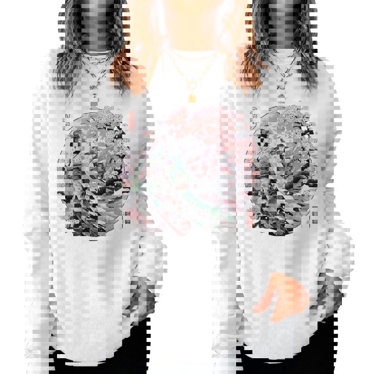 日本 浮世絵 京都 祇園甲部 五花街 桜 舞妓 着物 バックプリント レディーススウェットシャツ