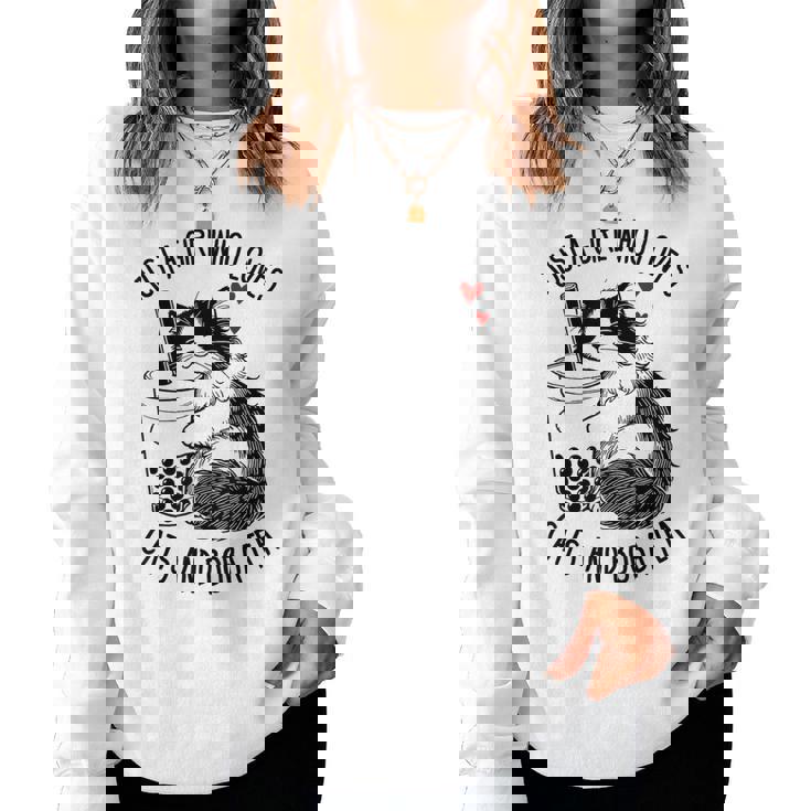 猫が大好きな女の子とボバティーラグドール猫好き レディーススウェットシャツ