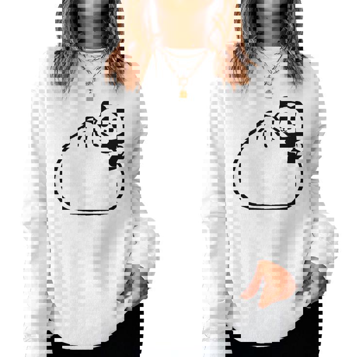 肉まんに抱きつくパンダ かわいい チャイナ 白黒 Panda Meat Bun レディーススウェットシャツ