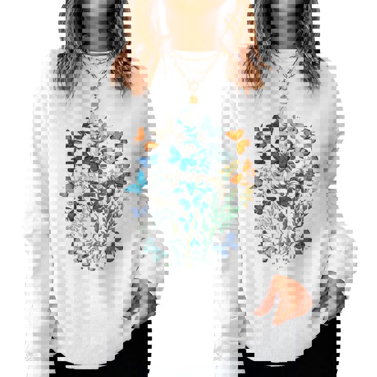 花 蝶々 かわいい フラワー 蝶 アート メンズ レディース 服 母 女性用 おしゃれ レディーススウェットシャツ