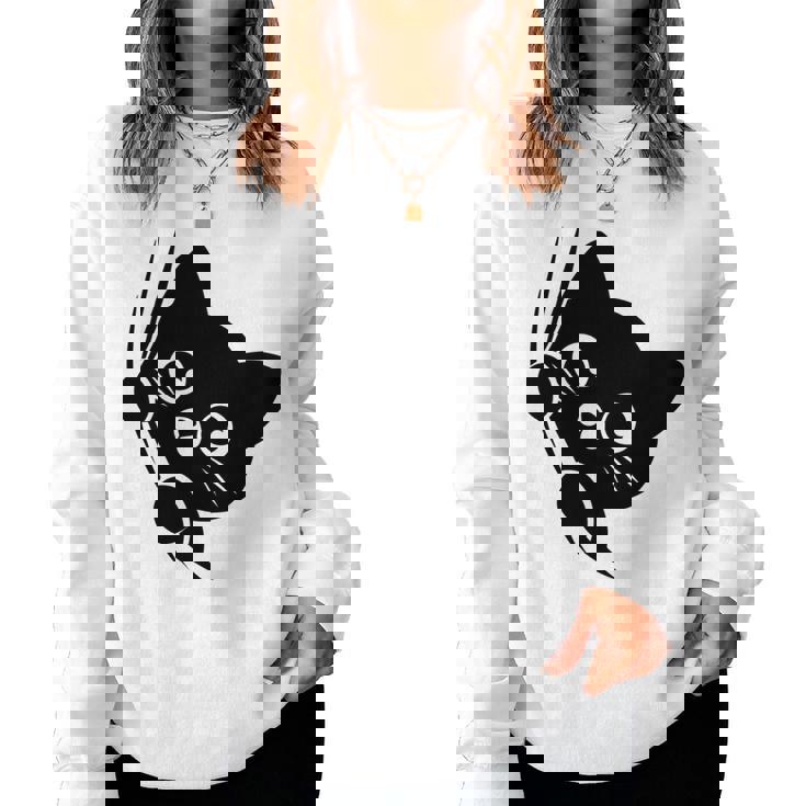 面白い猫 子猫 キティギフト 男性 女性 子供 男の子 女の子 長袖tシャツ レディーススウェットシャツ