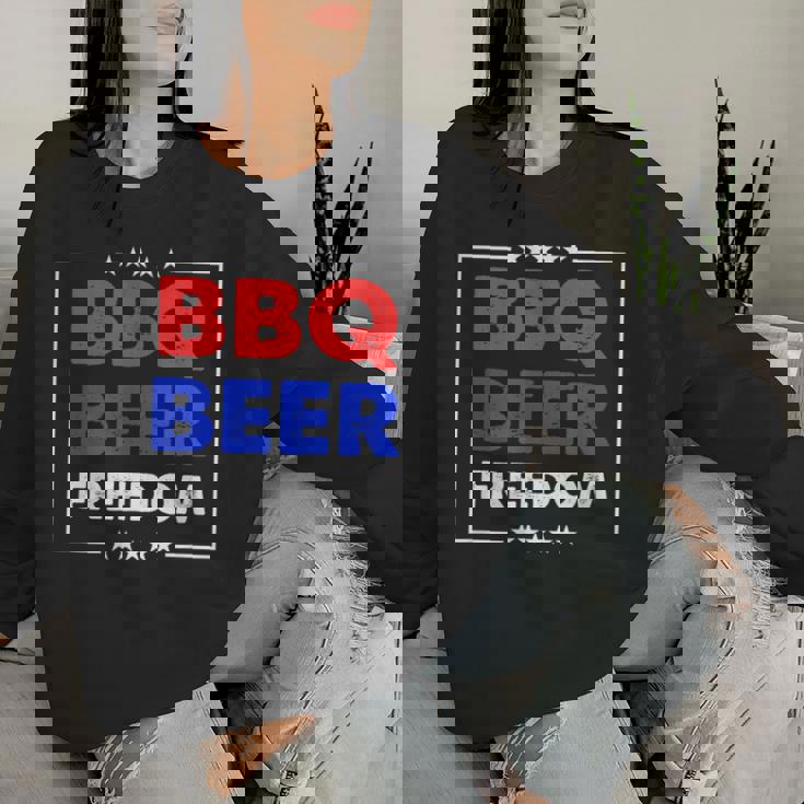 Bbq Beer Freedom シャツ レディーススウェットシャツ 彼女への贈り物