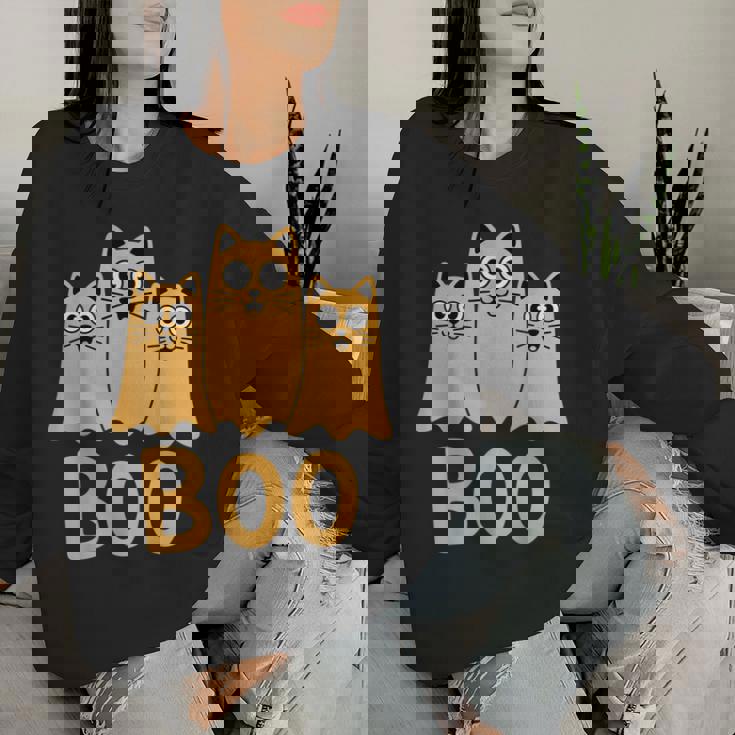 Cat ゴーストブー キュート キティ 猫好き ハロウィン 女性 男性 レディーススウェットシャツ 彼女への贈り物