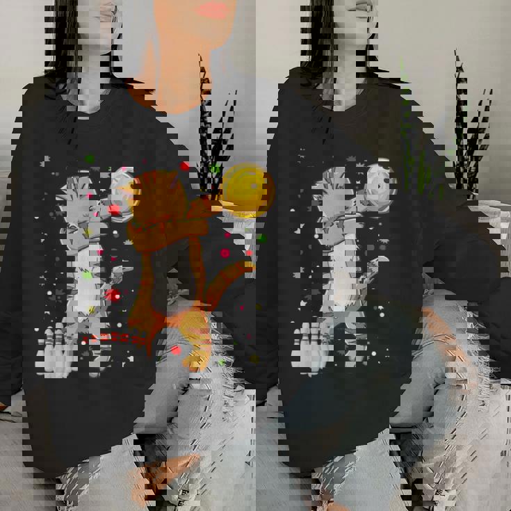 Dabbing Cat ボウリングシャツ 面白いボウリングギフト 猫 お母さん 女の子 レディーススウェットシャツ 彼女への贈り物