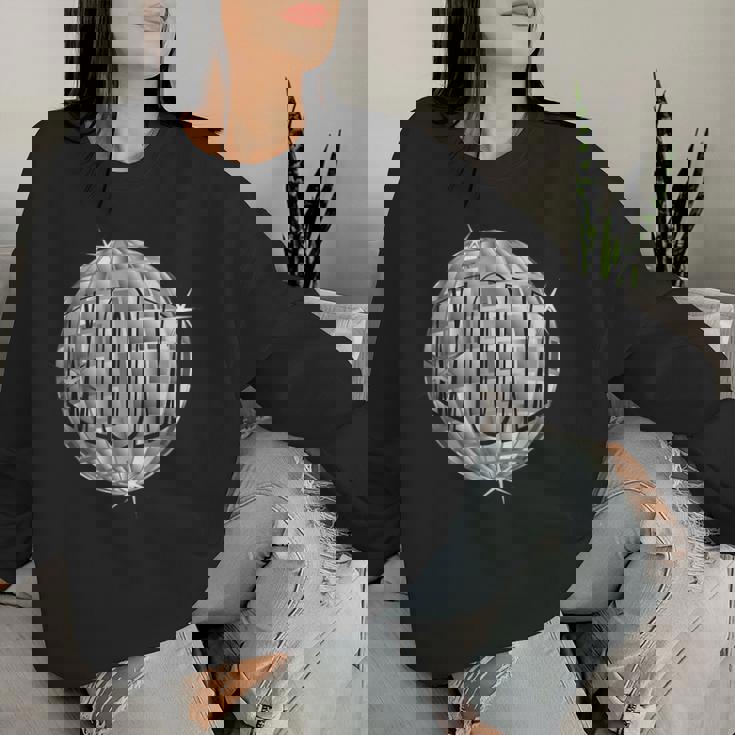 Disco Mom シルバー ディスコ ボール Mothers Who Disco レディーススウェットシャツ 彼女への贈り物