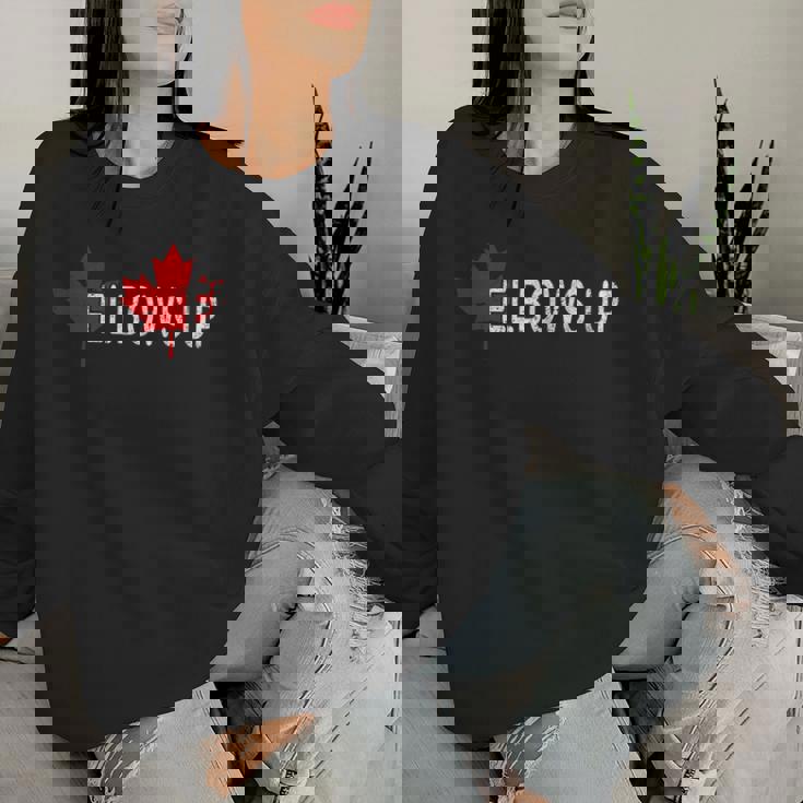 Elbows Up Canada Never 51 カナダ国旗 面白い 男性 女性 ギフト レディーススウェットシャツ 彼女への贈り物