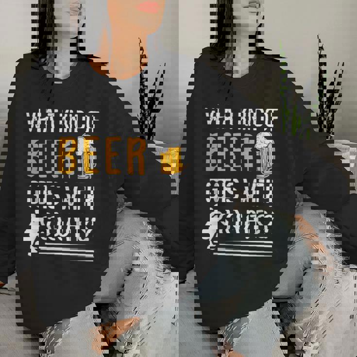 Workout Gym Meme For Beer Loversquats Joke レディーススウェットシャツ 彼女への贈り物