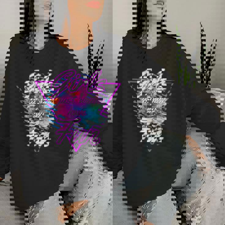 Girls Just Wanna Have Fun 1980S Eighties Costume Party レディーススウェットシャツ 彼女への贈り物