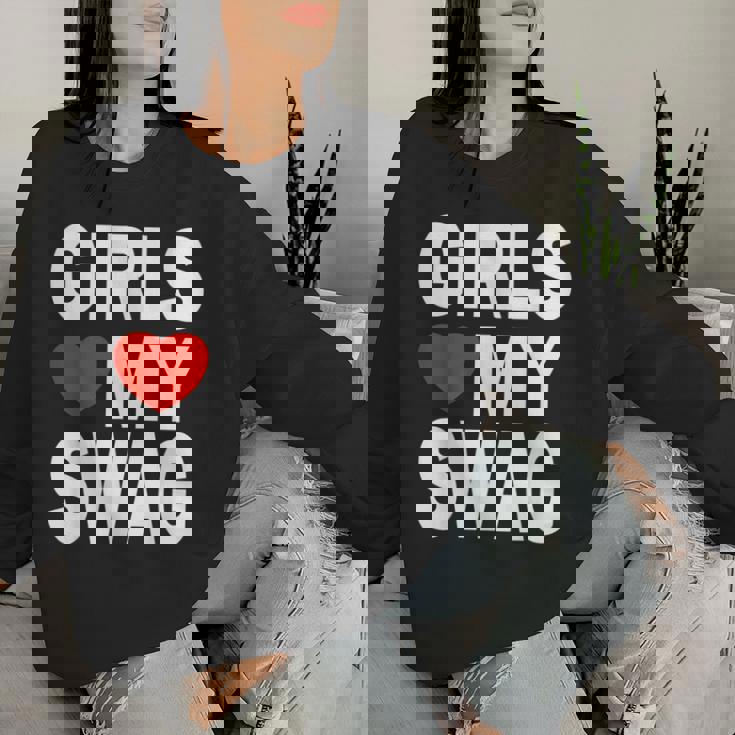 Girls Love Mywag シャツ おもしろい言葉 ガールズ Love Mywag レディーススウェットシャツ 彼女への贈り物