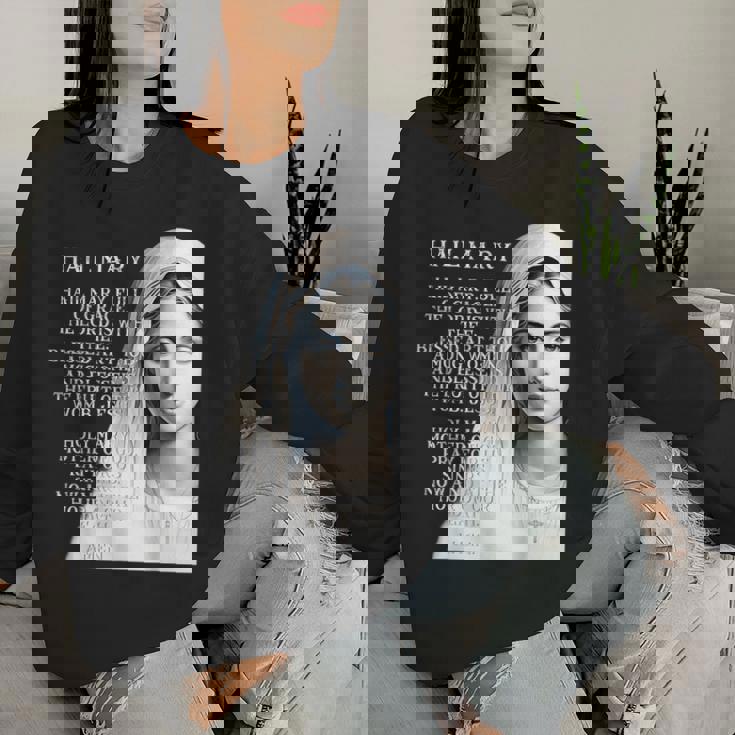 Hail Mary Blessed Mother ロザリオの祈り レディーススウェットシャツ 彼女への贈り物