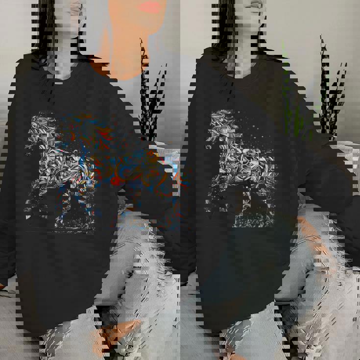 Horse Lover Majestic Horse 馬のグラフィック デザイン レディーススウェットシャツ 彼女への贈り物