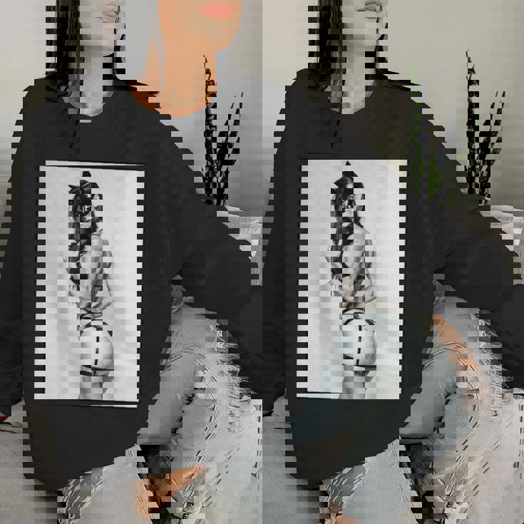 Hot Girl On 男性用 セクシー バッド キティ ピンナップガール B&W レディーススウェットシャツ 彼女への贈り物