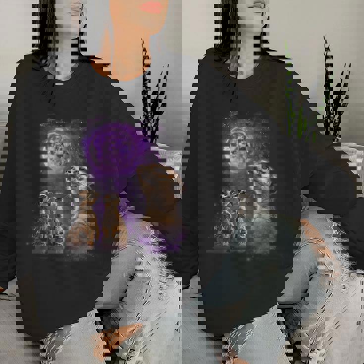 Howling At The Moon シャツ 面白いミーアキャットシャツ ミーアキャット レディーススウェットシャツ 彼女への贈り物