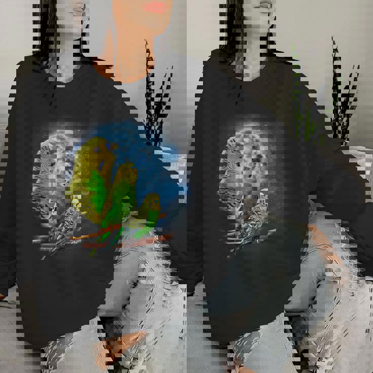 Howling At The Moon シャツ インコシャツ インコ セキセイインコ レディーススウェットシャツ 彼女への贈り物